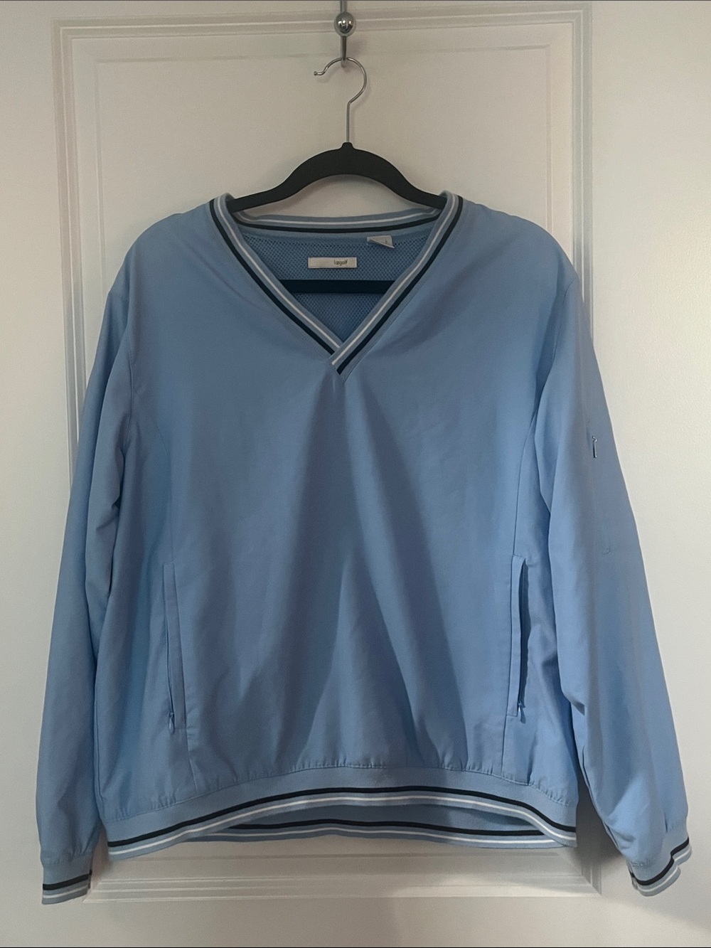 Vintage Lizgolf Light Blue V-Neck Golf 
Sweater